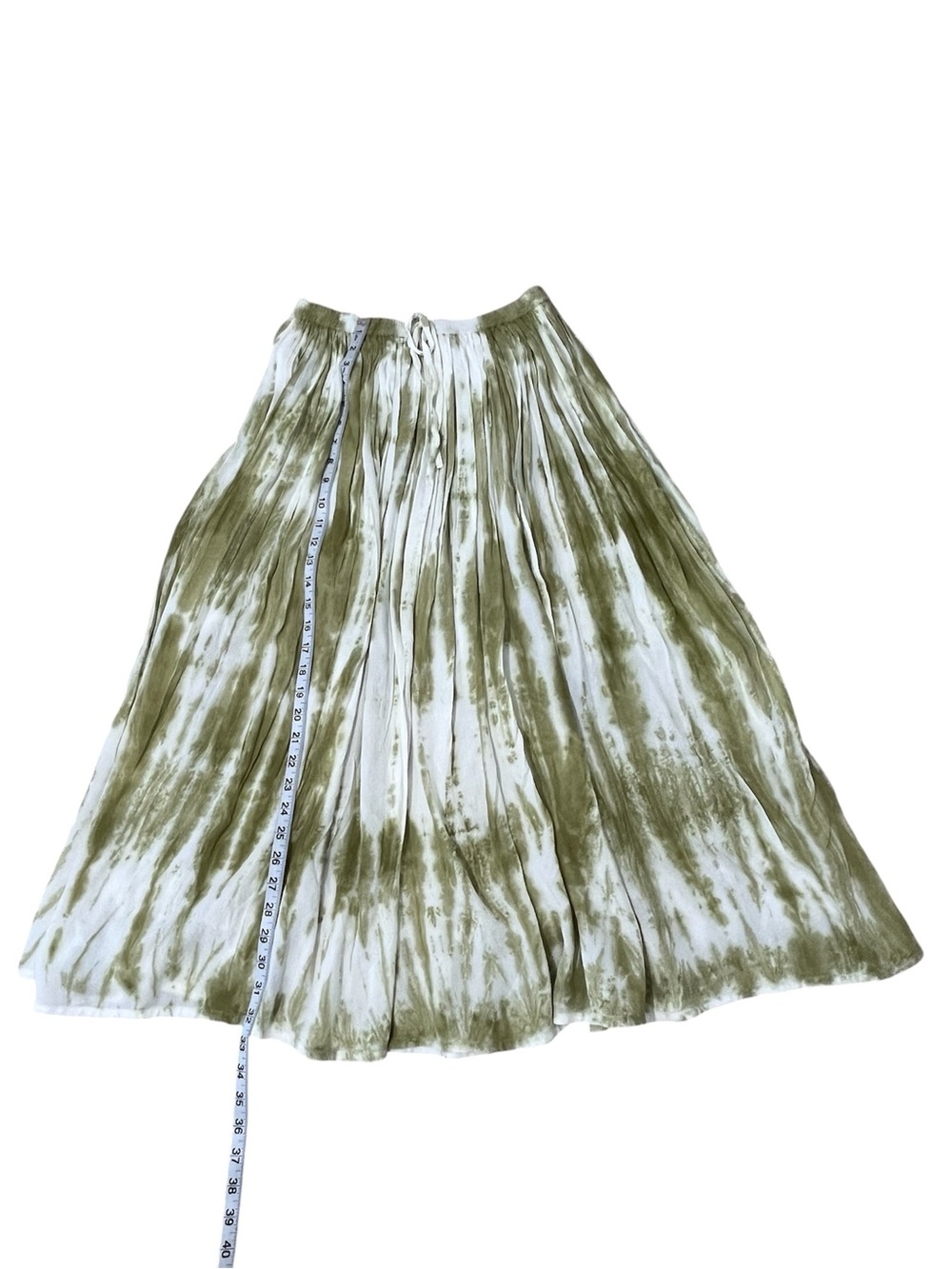 Metrowear New York Green & White Tie Dye Pleated Midi Skirt Boho Chic Medium - Picture 3 of 8